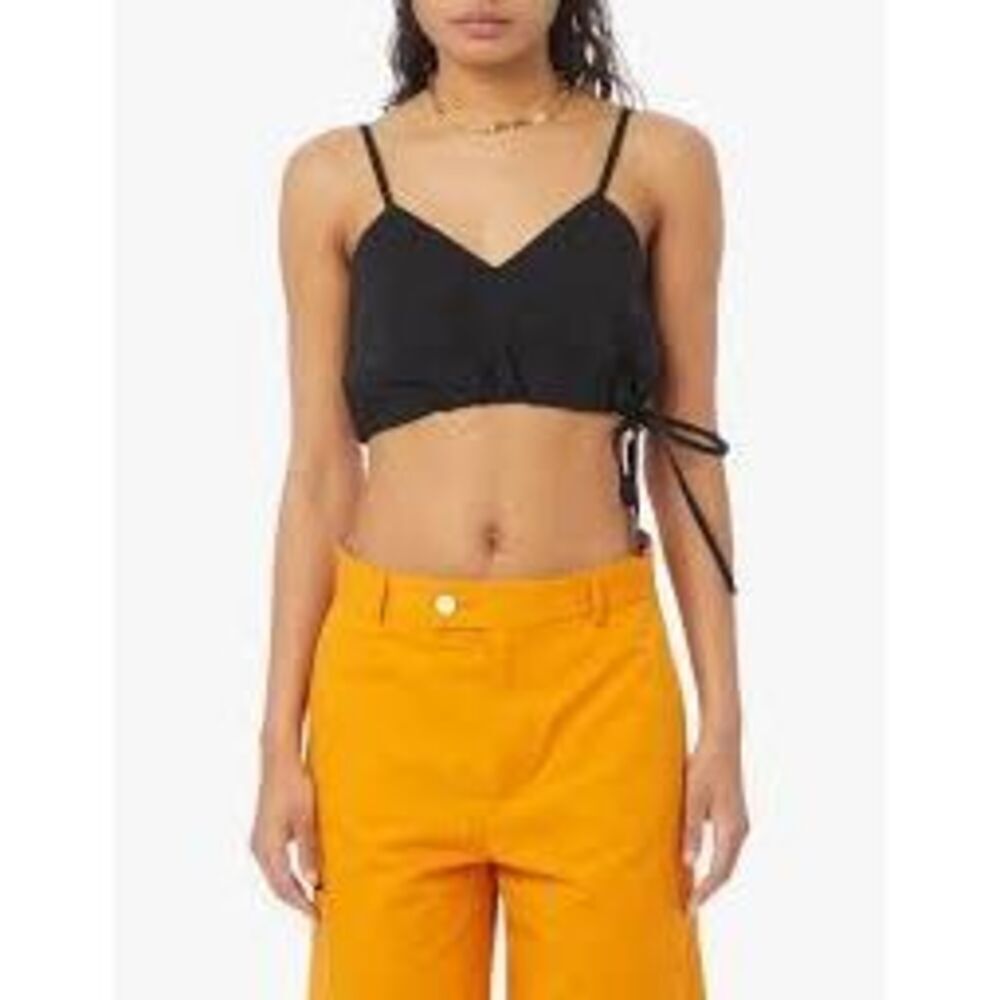 Plan C Women’s Sleeveless Black Crop Tie Top, size 38, US 0